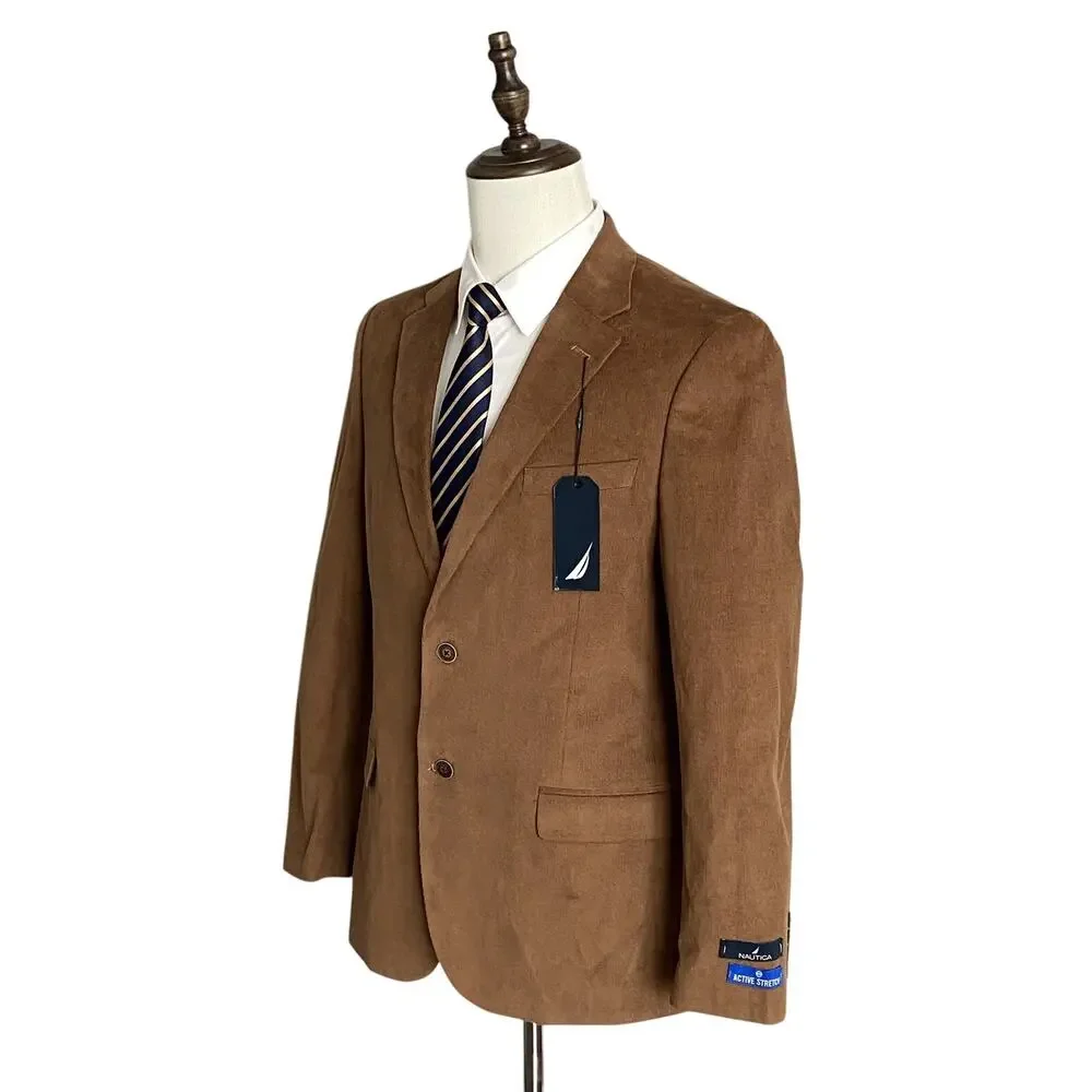 Nautica Sport Coat Men's 38 Regular Corduroy Modern Fit Camel Brown NWT